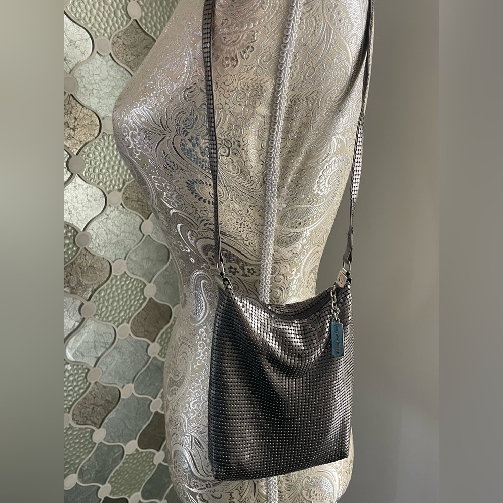 WHITING & DAVIS Gunmetal Metal Mesh Shoulder Bag - Picture 2 of 11